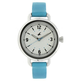 Fastrack, Women's  Watch Analog, White Dial Sky Blue Leather Strap, 6123SL02